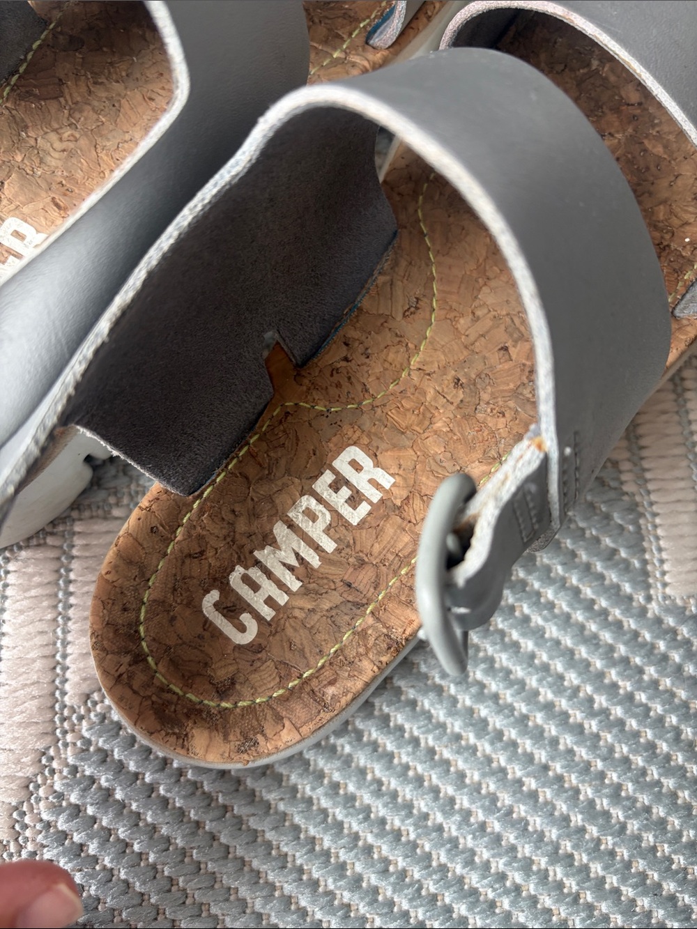 Camper Two Pairs of Dual-strap Cork Footbed Sandals in Black and Silver - Picture 3 of 4